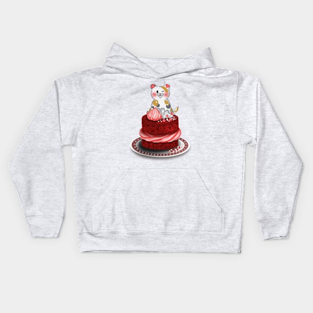 Sweet strawberry cake Kids Hoodie by Athikan